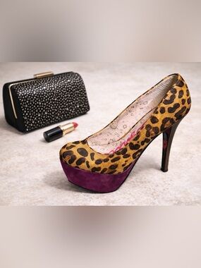 Leopard Print Platform Heels Pink Sole Stiletto Pumps Statement Party Shoes
